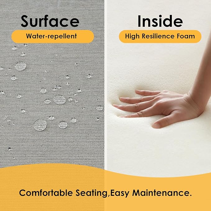 Outdoor Sunbrella Square Corner Seat Cushion, 18.5"x16"x3", Set of 4, Non Slip Outdoor Seat Cushion Pads with Removable Cover for Patio Furniture, Garden Yard Lawn, Specrtum Pebble