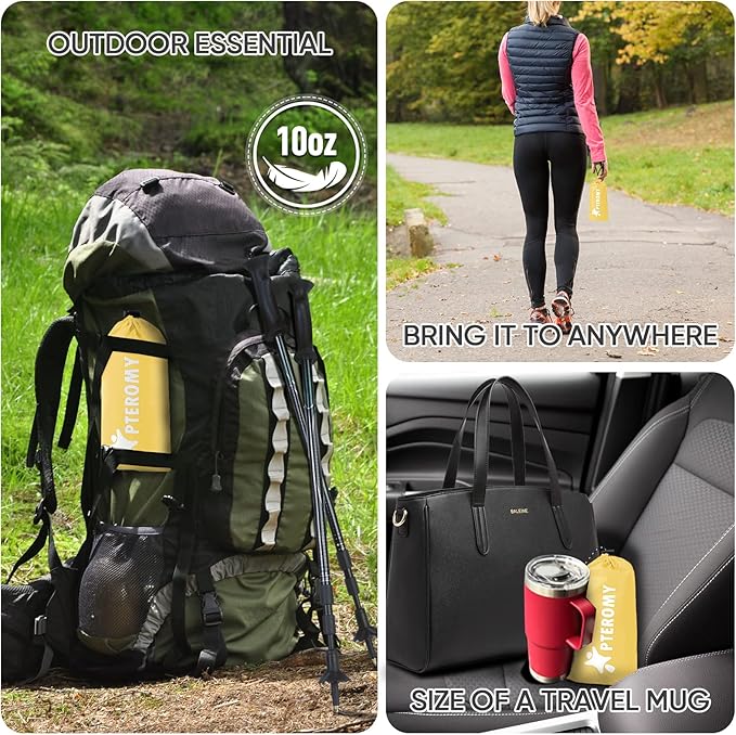 PTEROMY Hooded Rain Poncho for Adult with Pocket, Waterproof Lightweight Unisex Raincoat for Hiking Camping Emergency