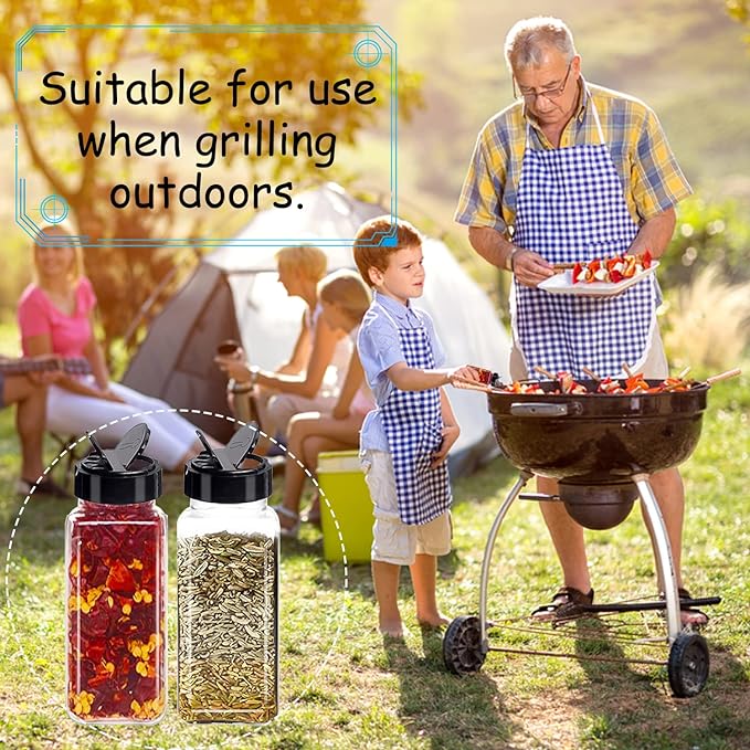 24 Pack 3.5 oz Square Plastic Spice Jars,Seasoning Containers with Black Screw Lids to Pour or Shake,Empty Storage Spice Containers for Spice,Powders,Peppers