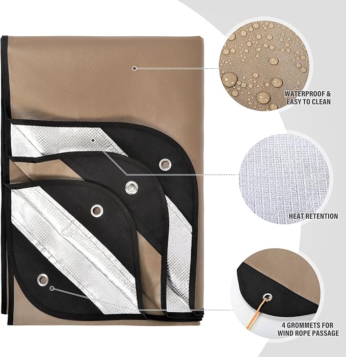 RedSwing Heavy Duty Survival Blanket, Waterproof Emergency Thermal Tarp, Multipurpose Reflective Insulated All Weather Blankets for Camping Hiking, Brown