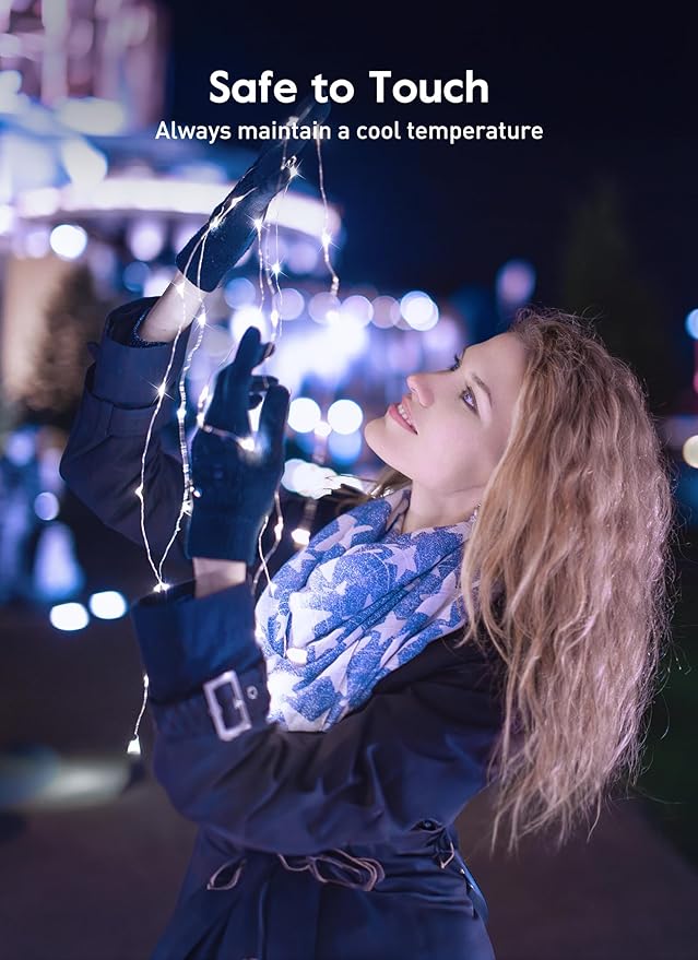 Minetom USB Fairy Lights Plug in, 66 Feet 200 LED Twinkle String Lights with Remote and Timer, Waterproof 8 Modes for Bedroom Indoor Wreath DIY Party Wedding Christmas Holiday Decoration, Pure White