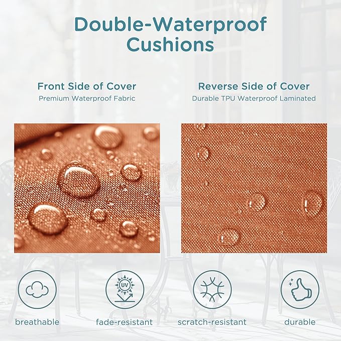 Codi Outdoor Cushions for Patio Furniture 24x24 Inch, Waterproof Chair Seat Cushion with Handles & Adjustable Straps, Fade Resistant - Set of 2, Spice