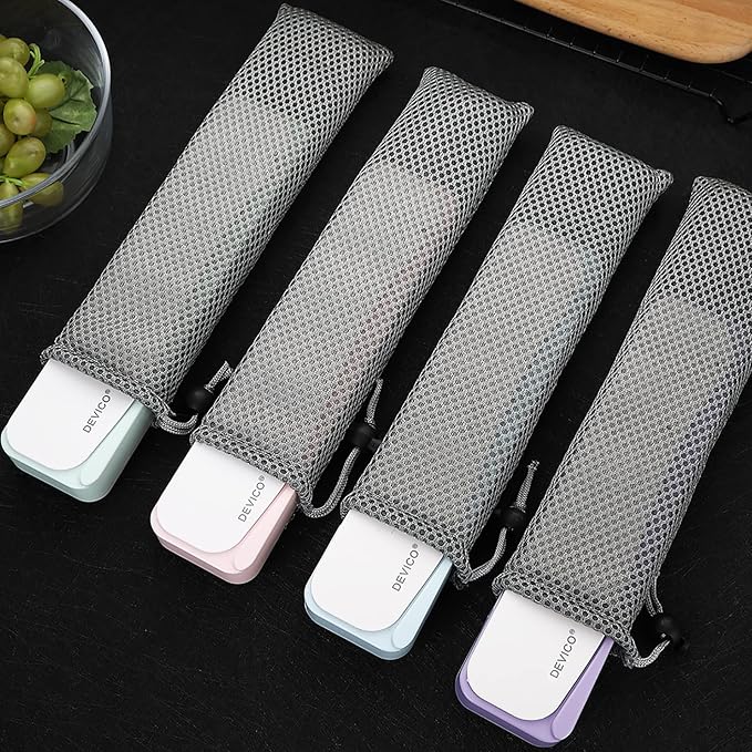 DEVICO Travel Utensils With Case, 18/8 Stainless Steel Camping Utensils, Reusable Portable Silverware Cutlery Set For Lunch Box, Include Fork Spoon Chopsticks