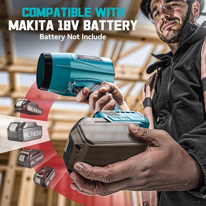 Leaf Blower Cordless Compatible with Makita 18V: 800000RPM Portable Dust Cleaner, Electric Handheld Turbo Jet Blower Lightweight with Brushless Motor for Patio Cleaning Garden Lawn Care (No Battery)