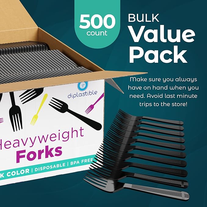 Plastic Forks Heavy Duty - Forks Plastic Disposable Utensils - Plastic Cutlery For Parties, Celebrations And Events Pack Of 500