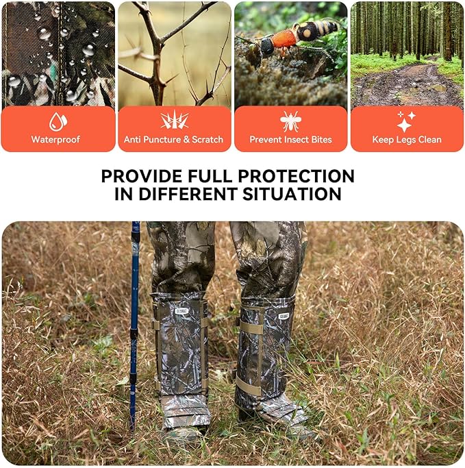 Snake Gaiters Snake Chaps, Waterproof Lower Legs Snake Guards, Snake Bite Protective Gaiters, Anti-Snake Gaiters for Men/Women, Adjustable Size for Hunting/Hiking/Farm Working