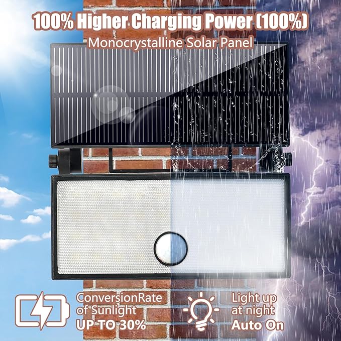 Solar Lights Outdoor 700 Lumens, 6500K Daylight - Handheld & Portable Motion Sensor Security Light with Quick Charge, 360° Rotatable, IP65 Waterproof, 3 Modes for Yard/Garden/Garage/Walking Dog