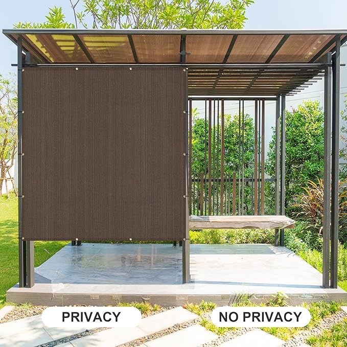 Cool Area Sun Shade Cloth with Grommets 5×24 FT Shade Panel Shade Tarp Screen Fabic for Outdoor Patio Pergola Cover Deck Garden, Brown (Customized)