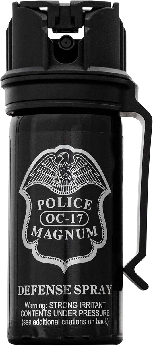 POLICE MAGNUM Pepper Spray Self Defense- Max Strength- 16ft Range- Portable Law Enforcement Unit - Made in The USA - 1 Pack 2oz Flip Top