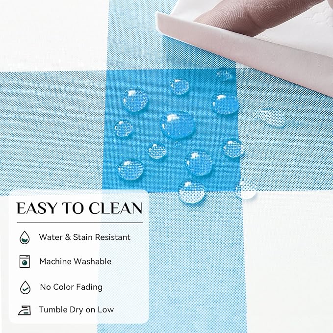 Softalker Gingham Checkered Rectangle Tablecloth - Waterproof Buffalo Plaid Table Cloth Stain Resistant Washable Table Cover for Picnic/Camping/Outdoor - Blue and White, 60 x 84 Inch
