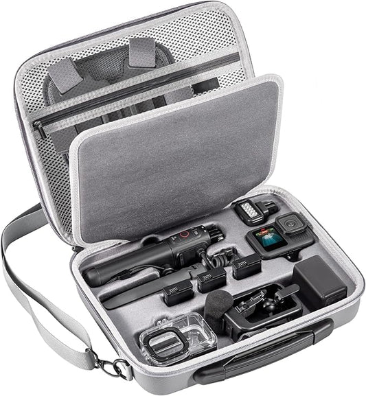 Carrying Case for GoPro Hero 13 12 11 10 9 8 7 Action Camera Hard Organizer Case Carrying Bag Accessories Travel Storage Chest Mount/Media Mod/Volta Protective Housing