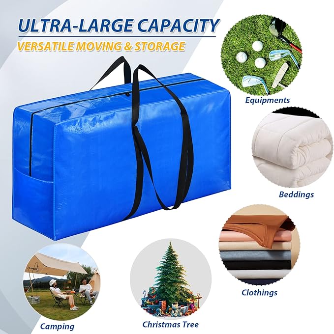 Extra Large Storage Bags, 7.5 Ft Christmas Tree Storage Bag, XXL Large Moving Bags Heavy Duty, Storage Totes Moving Boxes Supplies for College, Foldable Duffle Bag for Travel, 50x23x15inch - 1PACK