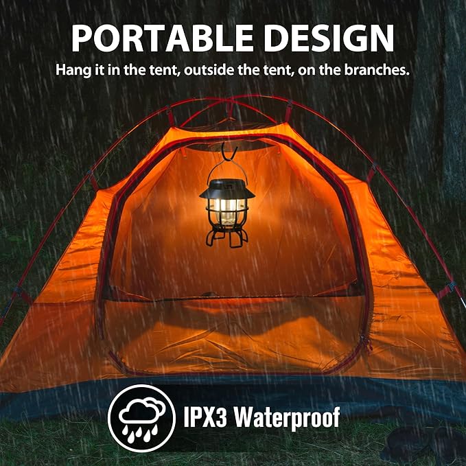 TRIROCKS Set of 2 LED Solar Camping Lantern Dimmable Rechargeable Lantern IPX3 Water-Resistant Portable Emergency Lights Outdoor Camping Lights for Camping Home Power Outage Hurricane Hiking (Green)