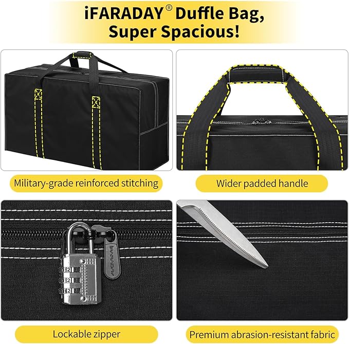 130L Extra Large Duffle Bag - 35 inch Heavy Duty & Water Resistant Duffel Bag Durable Luggage Storage Bag for Camping, Travel, Sports (Black)