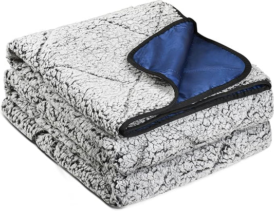 Tirrinia Waterproof Outdoor Blanket with Sherpa Lining, Windproof Triple Layers Warm Comfy Foldable for Camping Stadium, Beach, Picnic, Grass, Concerts, Car, Dog, 51''X 59'' & 59''X 80''