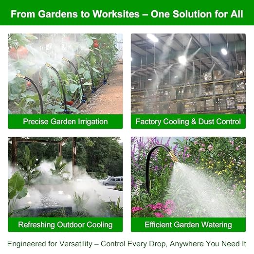 60Ft Drip Irrigation System for Garden – 360° Bendable Automatic Watering Kit with 18 Adjustable Nozzles, Misting Hose for Greenhouse, Lawn, Yard & Plants (60 FT)