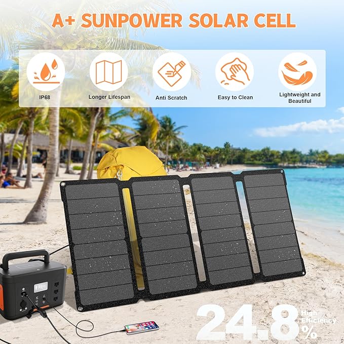 [Upgraded] Foldable Solar Panels 50W Portable Solar Panel Charger 3 Output Ports (USB-A USB-C DC) Folding Solar Panel for Camping Hiking RV Outdoor Activities