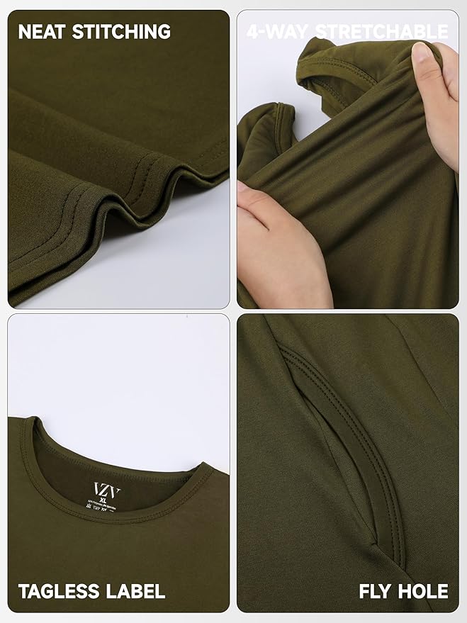 VZV Thermal Underwear for Men Fleece Lined Long Johns for Mens Thermals Top and Bottom Set Soft Base Layer for Winter