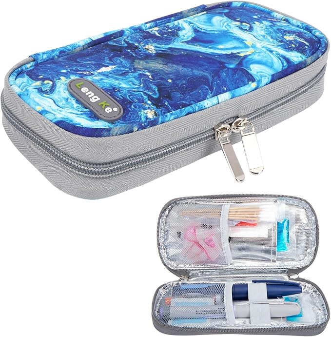 YOUSHARES Insulin Cooler Travel Case - Travel Ice Pack for Diabetic Organize Supplies Diabetes Bags Insulated Cooling Bag (Quicksand Blue)