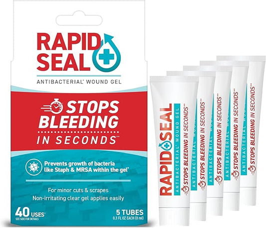 Wound Gel (5 Tubes) | Stops Bleeding in Seconds, Ideal for Cuts, Scrapes and Razor Nicks for Emergency First Aid Supplies