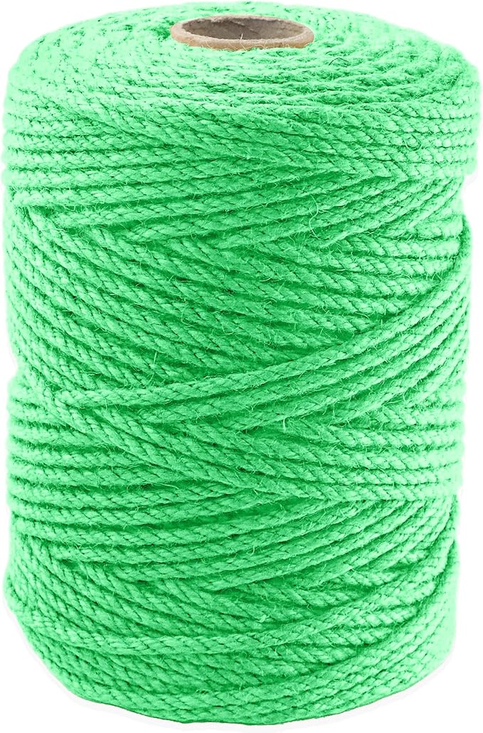 4mm x 400 Feet Light Green Jute Rope, Twine for Gardening Tomato Climbing Plant Tie Floristry Crafts Gift Wrapping Packing Decor