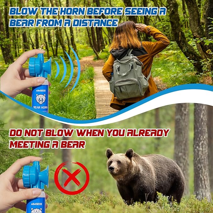 Bear Horn for Self Defense: 1.4oz Air Horn to Scare Bears, 120dB Heard Up to 1/2 Mile Away, Bear Horn for Hiking Camping Climbing Survival Biking and Outdoor Protection