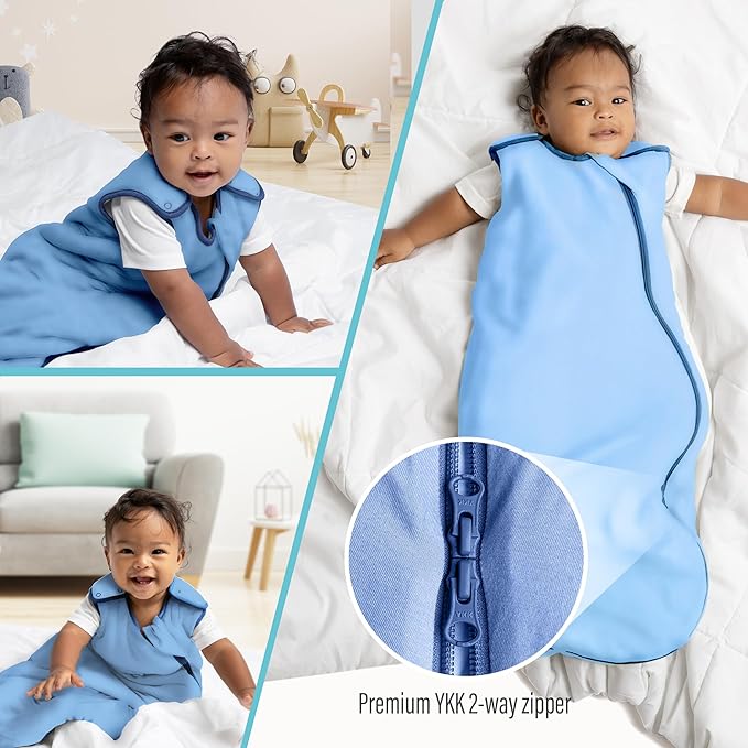 Rayon Made from Bamboo Sleep Sack 1.0 TOG 6-18 Months Unisex Baby Sleeping Bag with 2-Way Zipper Breathable Wearable Blanket Baby