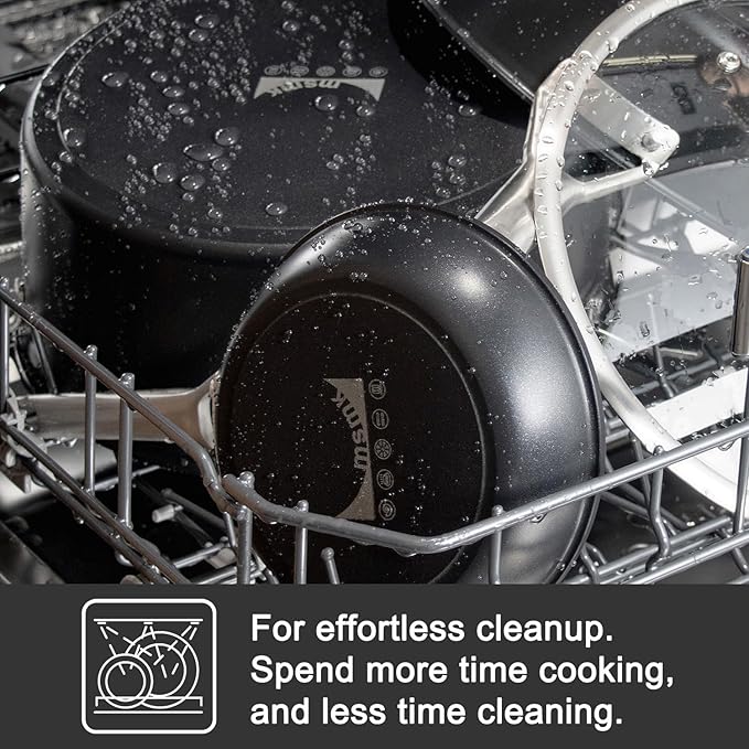 MsMk 10 inch Nonstick Frying Pan, Carbonize also Non-Stick Saute Pans, PFAS & PFOA Free Non-Toxic, Scratch-resistant, All Stovetops for Induction, Ceramic and Gas Cooktops, Dishwasher & Oven Safe