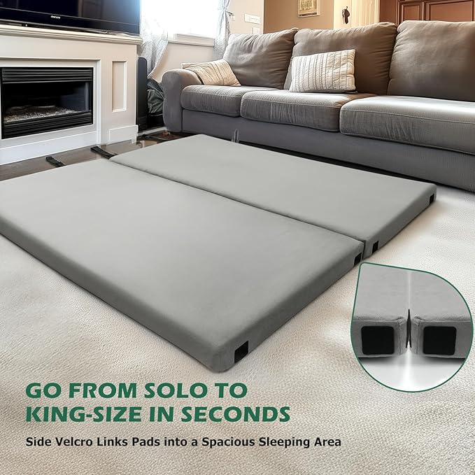 Willpo CertiPUR-US Memory Foam Camping Mattress with Travel Bag and 2 Interchangeable Covers, Lightweight Portable Sleeping Pad for Tents, Guest Beds, Home