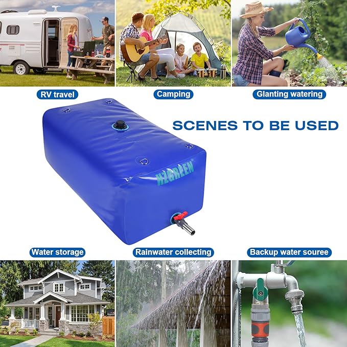 Water Bladder 240L/63G Water Tank Storage Container Foldable Portable Large Capacity Soft Bag Suitable for Outdoor Easy to Carry Out