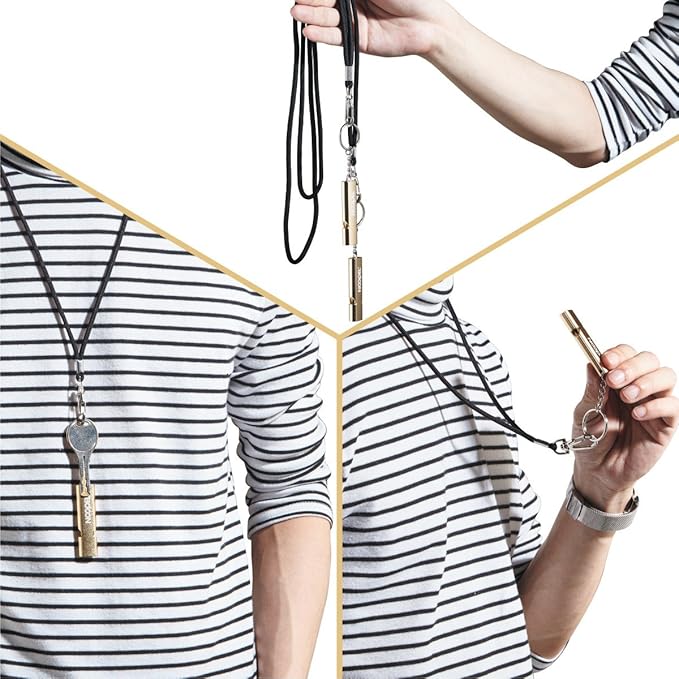 Noopel Emergency Whistles Lifeguard Safety Whistle with Lanyard and Keychain for Outdoor Camping Hiking Boating Backpacking Fishing Kayak Kids Rescue Signaling Loud Survival Whistle