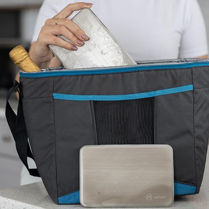 Outset Stainless Steel Ice Packs, Set of 2 Travel Ice Packs, 7” x 4.75” x 0.5”