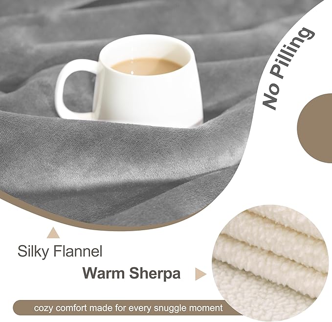 gogobunny Waterproof Pet Blanket for Small Dogs and Cats, Reversible Sherpa Fleece Soft Plush Throw for Couch Protection, Washable Furniture Protector (Grey, 30x30 inches)