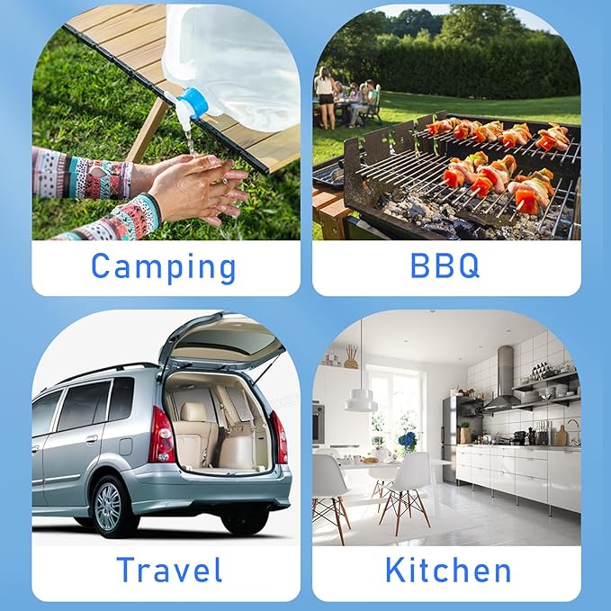 2 Pack 5.3 Gallon Collapsible Container with Spigot, Foldable Water Jug Portable Camping Water Storage Carrier Jug for Outdoors Hiking Backpack & Emergency, Food Safe