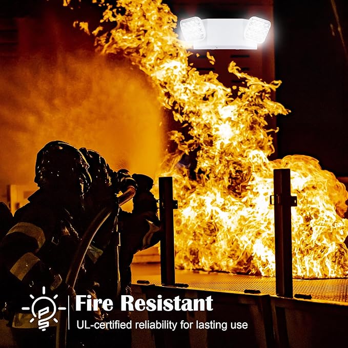 GRUENLICH LED Commercial Emergency Light with Dual Head and Backup Battery, US Standard, AC 120-277V, Hardwired Emergency Light Fixtures for Business Office Power Outages, 12-Pack