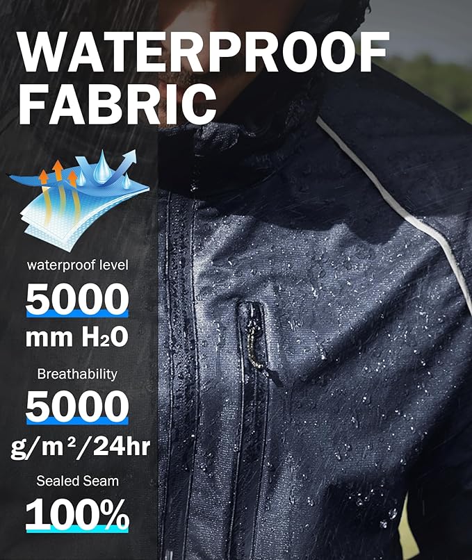 SWISSWELL Mens Cycling Rain Jacket Waterproof Lightweight Windbreaker Jackets for Men Raincoat with Hood
