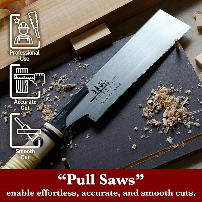 SUIZAN Flush Cut Saw 7" - Professional Japanese Pullsaw Handsaw Woodworking Tools