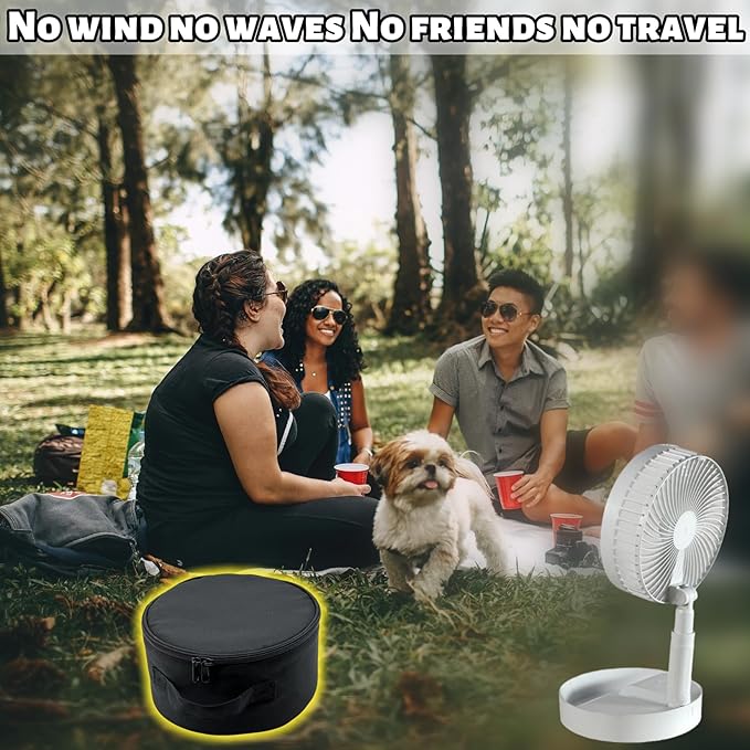 Portable Folding Telescopic Fan Storage Bag, Waterproof Foldaway Standing & Table Fan Hand Bag Case Suitable for P9,P9S,P10,P11,Q7,N97,N98 (Black)