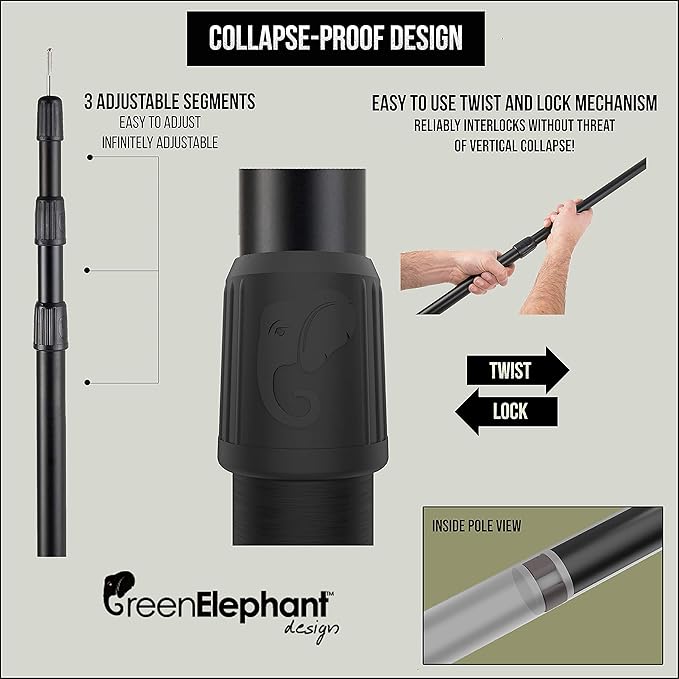 Telescoping Tarp Poles Set of 2 – Adjustable Aluminum Rods for Tents and Tarps –Tarp Pole Light, USB Rechargeable LED Point Guard for Camping, Hiking, Biking, Fishing, Festivals, Parti