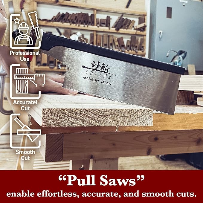 SUIZAN Dozuki Dovetail Saw 6" Crosscut - Professional Japanese Pullsaw Handsaw Woodworking Tools