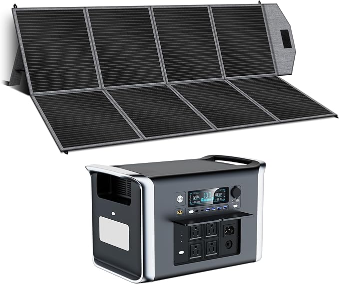 2400W Portable Power Station with 400W Solar Panel - 2048Wh Solar Generator LiFePO4 Battery 1000W AC Output for RV Camping Emergency Backup