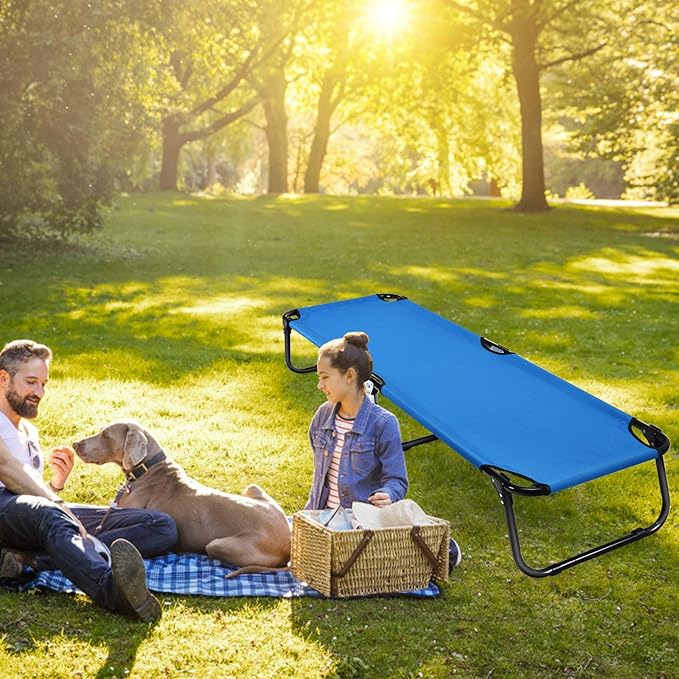 GYMAX Folding Camping Cot, Portable Ultralight Compact Sleeping Cot Bed for Adults with Oxford Fabric, for Outdoor Travel Backpacking Hiking Patio Home Office, 330LBS