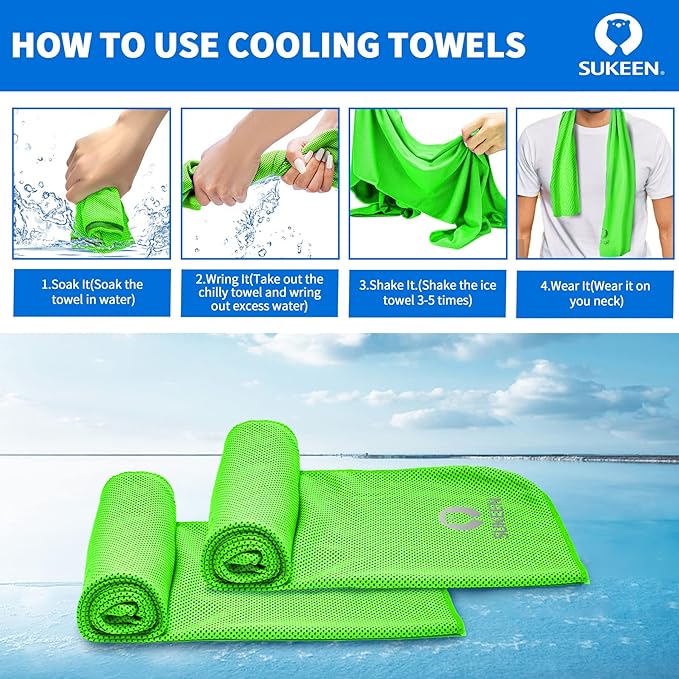 Sukeen 12 Pack Cooling Towel (40"x12"), Ice Towel Sets,Soft Breathable Chilly Towel,Microfiber Towel for Yoga,Sport,Running,Gym,Workout,Camping,Fitness,Workout