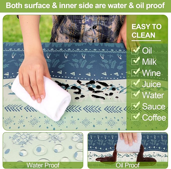 Picnic Table Cover with Bench Covers Camping Essentials Waterproof Windproof Camping Tablecloth with Drawstring Bag, Fitted Rectangle Tables and Seats, 72in, Bohemian