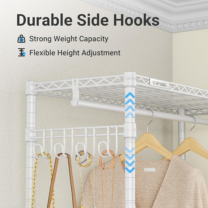 VIPEK R3C Rolling Clothes Rack with Cover Portable Closet for Hanging Clothes, Heavy Duty Garment Rack Freestanding Clothing Racks with Wheels& Hanging Rod, White Closet Racks with Black Cover