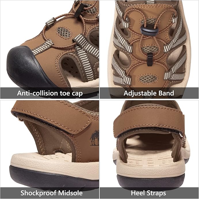 CAMELSPORTS Men's Hiking Sandals Closed Toe Outdoor Beach Sandal Waterproof Sport Fisherman Sandals Water Shoes