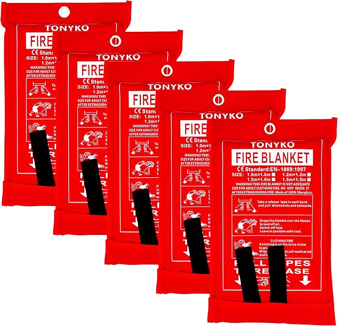 TONYKO Emergency Fire Blankets, Flame Retardant Protection and Heat Insulation Designed for Kitchen,Fireplace,Grill,Car,Camping