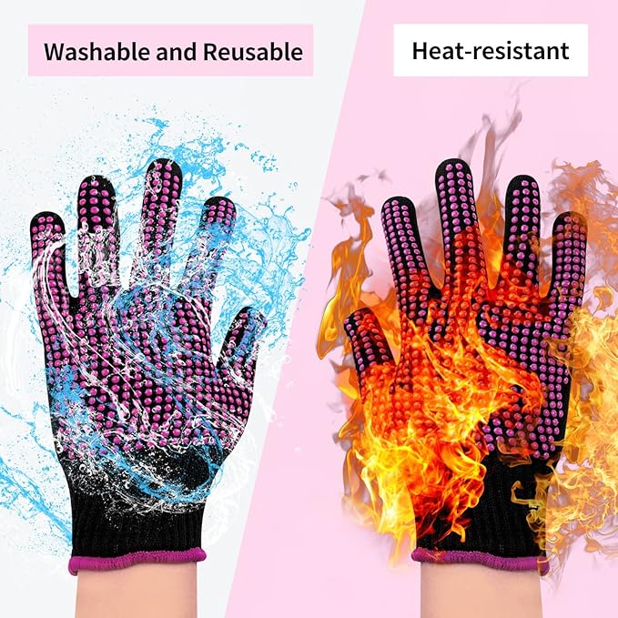 HTVRONT Heat Resistant Gloves for Sublimation - 2Pcs Heat Gloves for Sublimation with Silicone Bumps, Heat Resistant Work Gloves for Women, Universal Fit Size
