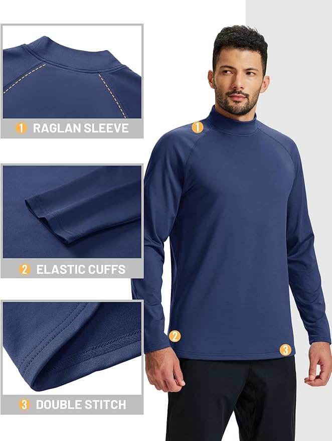 TACVASEN Mens Thermal Fleece Shirt Mock Turtle Neck Base Layer Long Sleeve Athletic Warm Undershirt Winter Running Tops