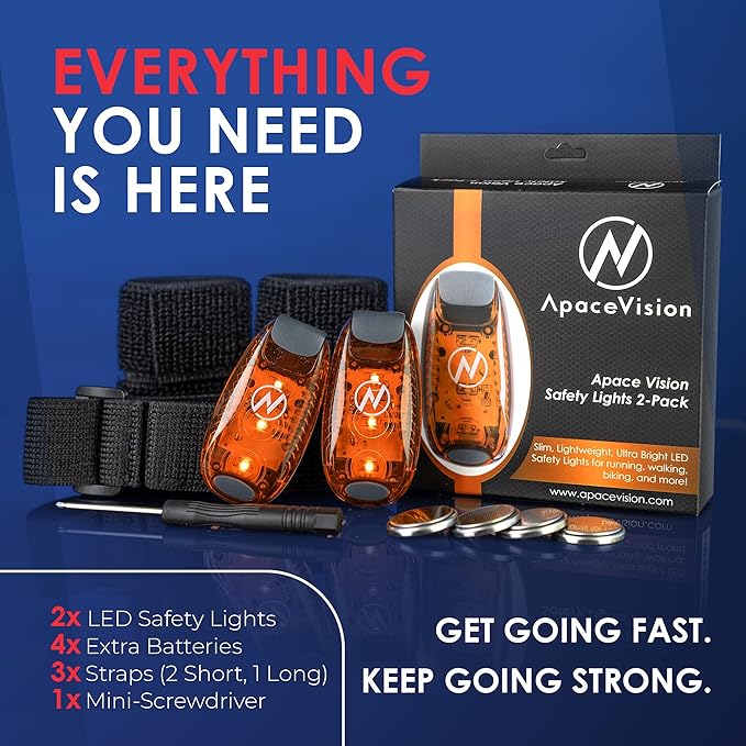 LED Safety Light (2 Pack) - Clip On Strobe/Running Lights for Runners, Dog, Bike, Walking, Boat, Kayak, Stroller and More - High Visibility Accessories for Your Reflective Gear, Bicycle